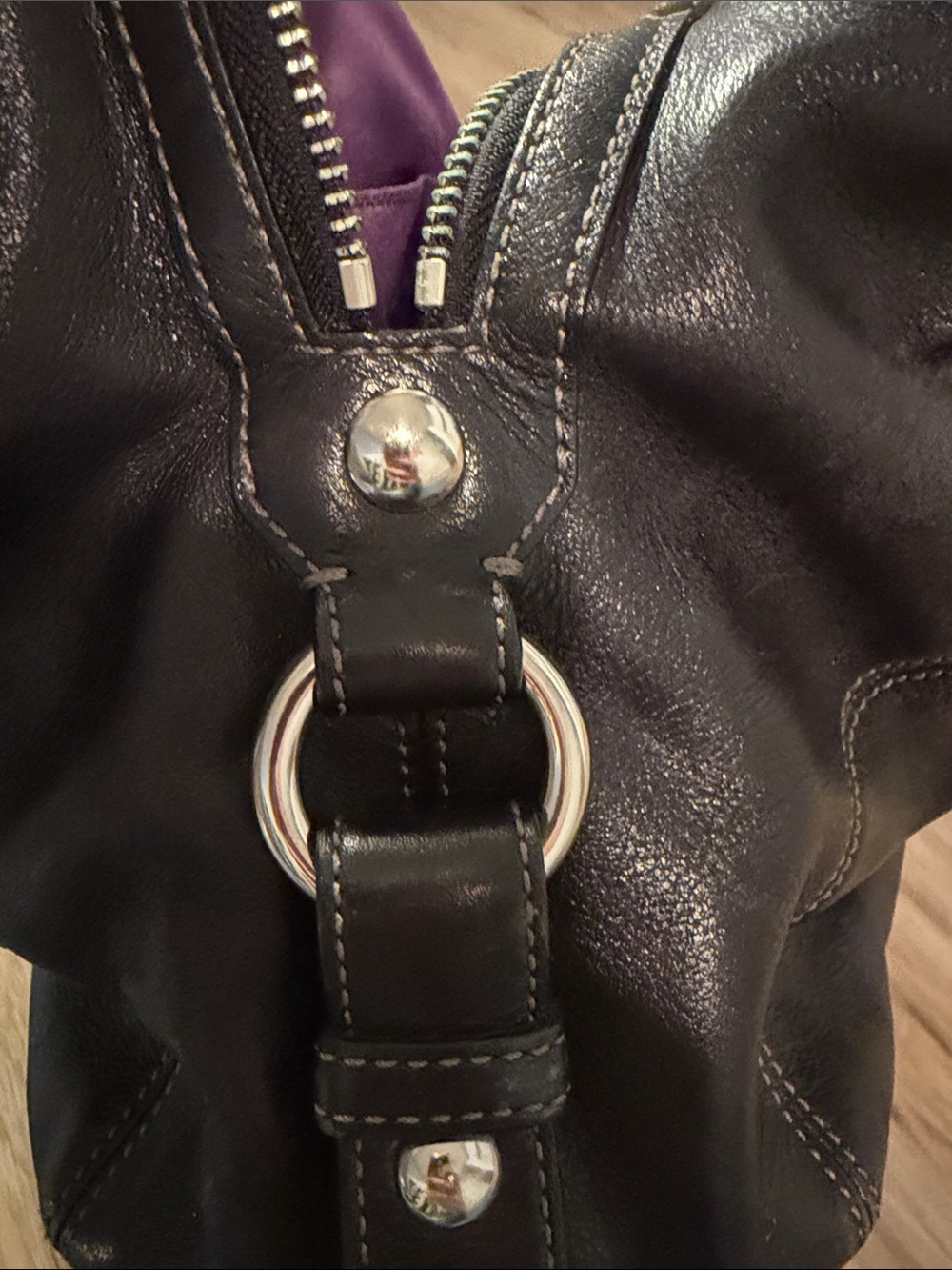 Coach Black Leather Double-Handle Shoulder Bag - Picture 12 of 14